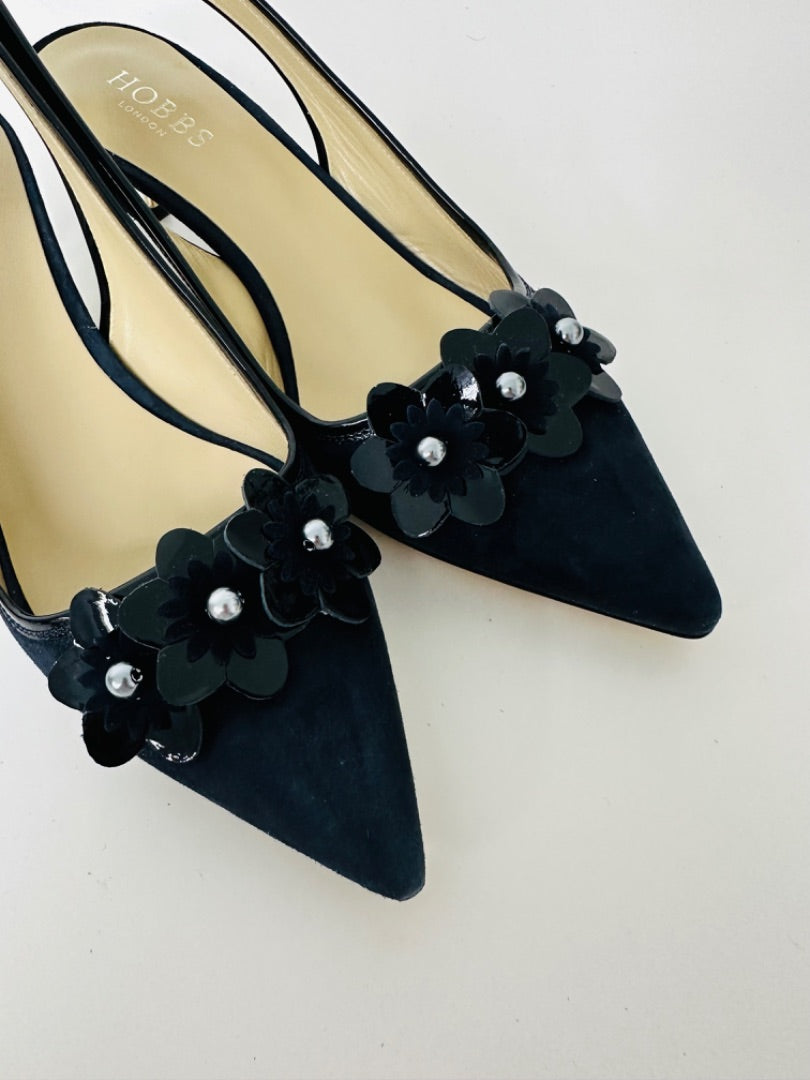 Hobbs Navy Blue Daisy Slingback Shoes - Size 6.5