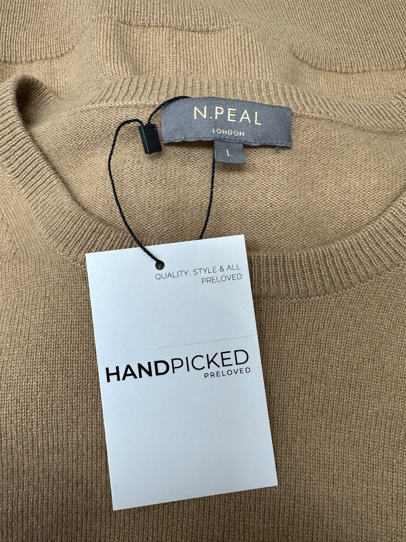 N Peal Camel Cashmere Jumper - Size L