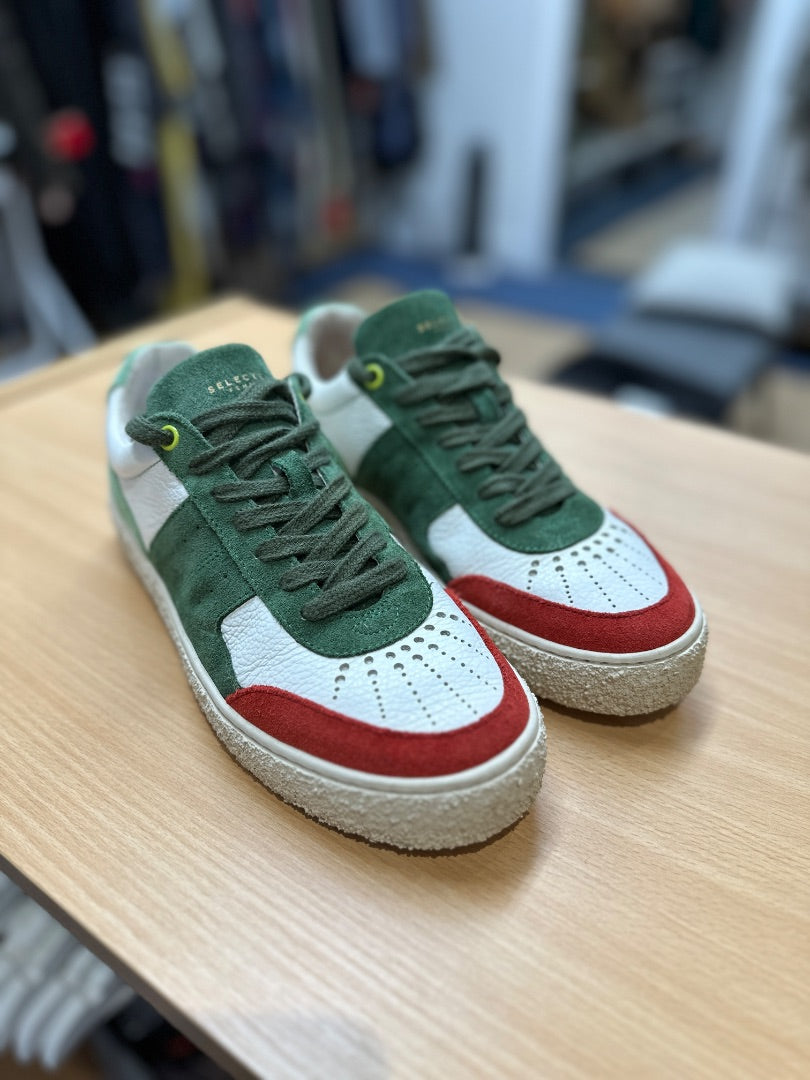 Selected Femme X White Green Red Anthropologie Suede Leather Trainers - Size 5