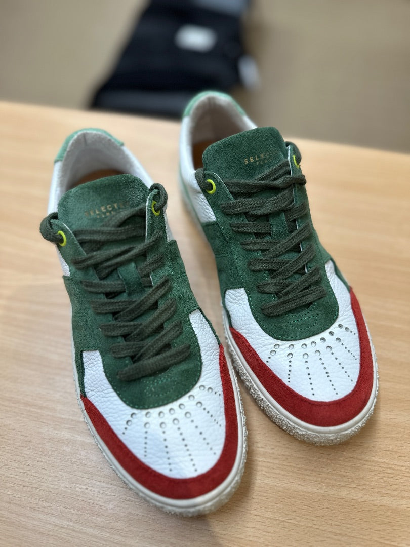 Selected Femme X White Green Red Anthropologie Suede Leather Trainers - Size 5