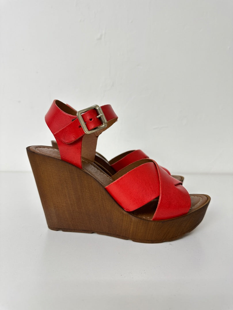 Next Red Platform Wedge Sandals - Size 4