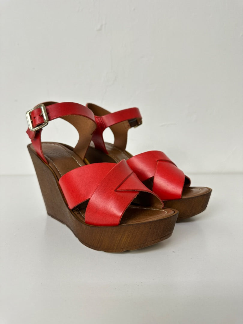 Next Red Platform Wedge Sandals - Size 4