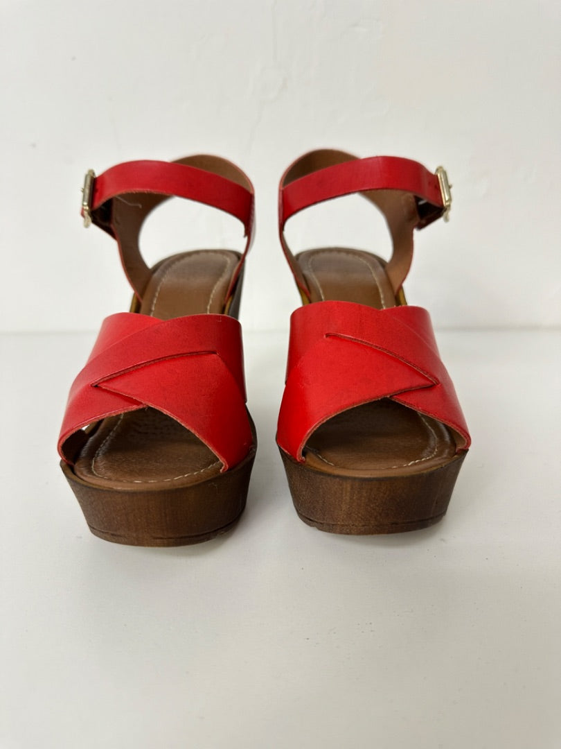 Next Red Platform Wedge Sandals - Size 4