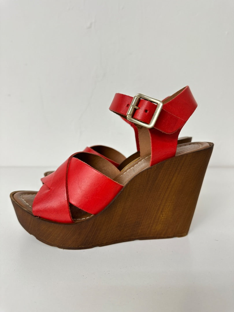 Next Red Platform Wedge Sandals - Size 4