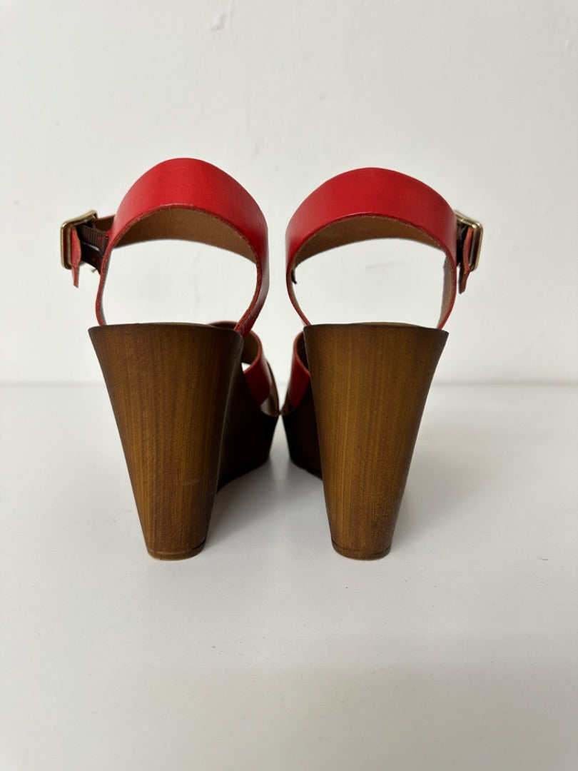 Next Red Platform Wedge Sandals - Size 4