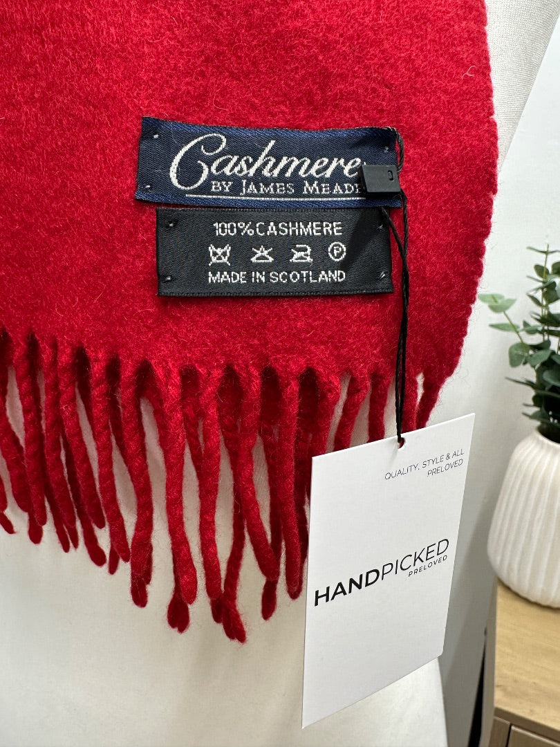 James Meade Red Cashmere Scarf