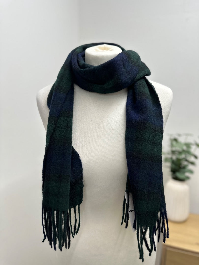 Green Blue Wool Scarf - Size