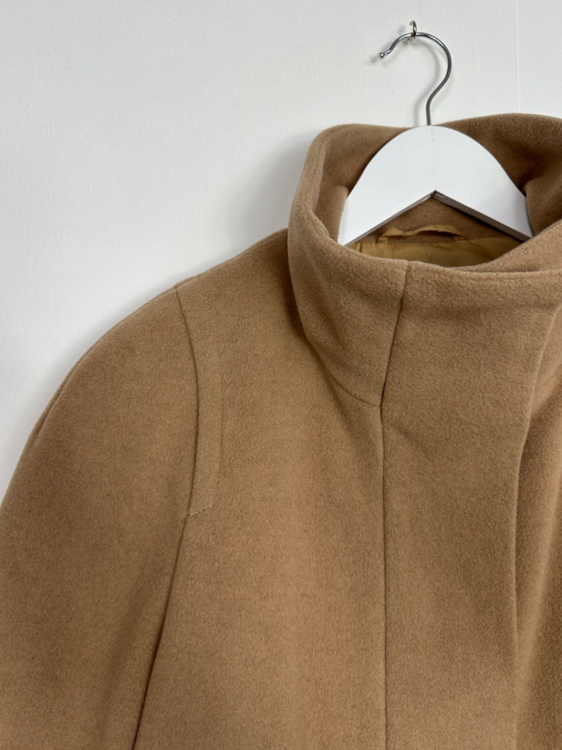 John Lewis Camel Wool Cashmere Coat - Size 10