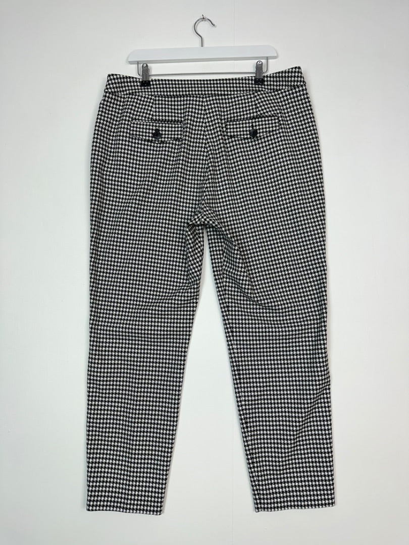 Phase Eight Black White Herringbone Trousers - Size 16