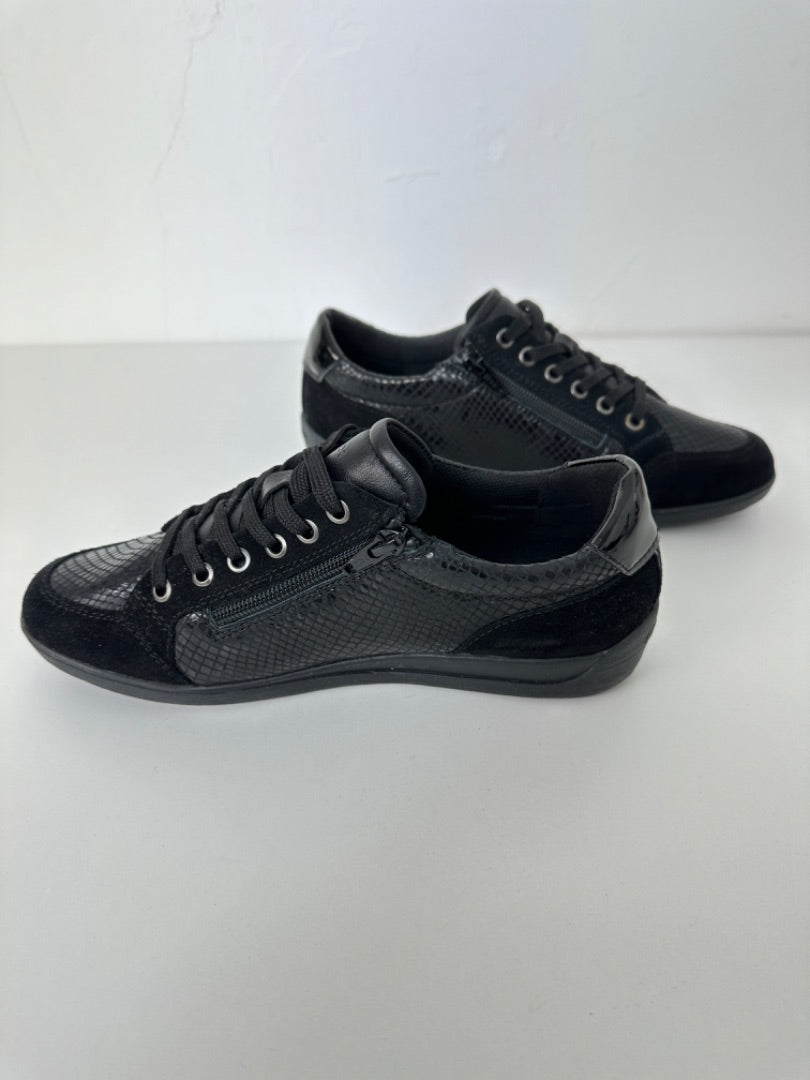 Geox Black Respira Black Zip/Lace Trainers - Size 5