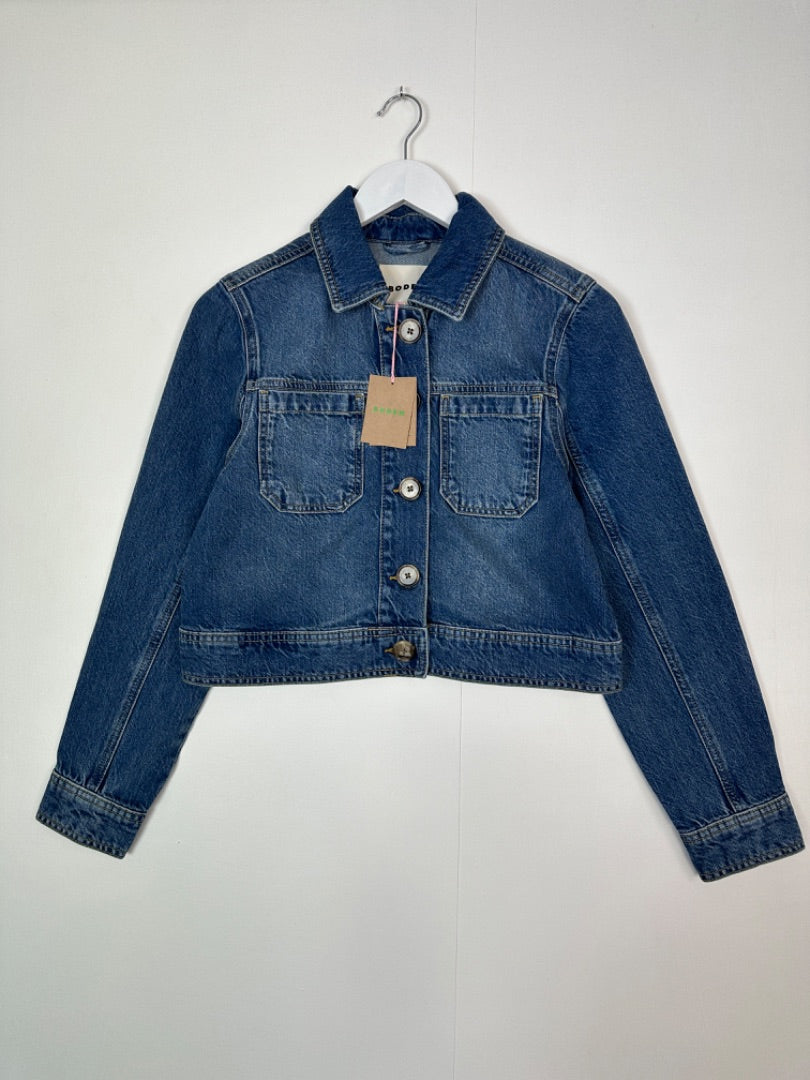 Boden Blue Cropped Denim Jacket - Size 10