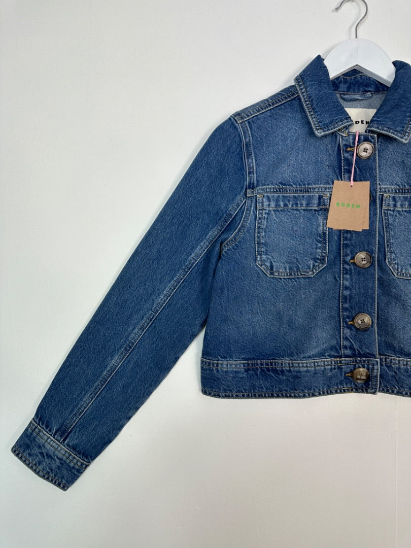 Boden Blue Cropped Denim Jacket - Size 10