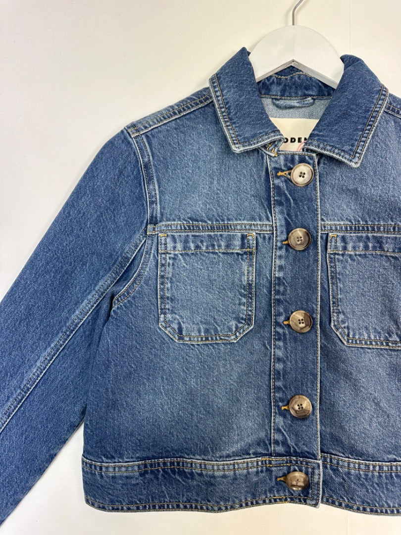 Boden Blue Cropped Denim Jacket - Size 10