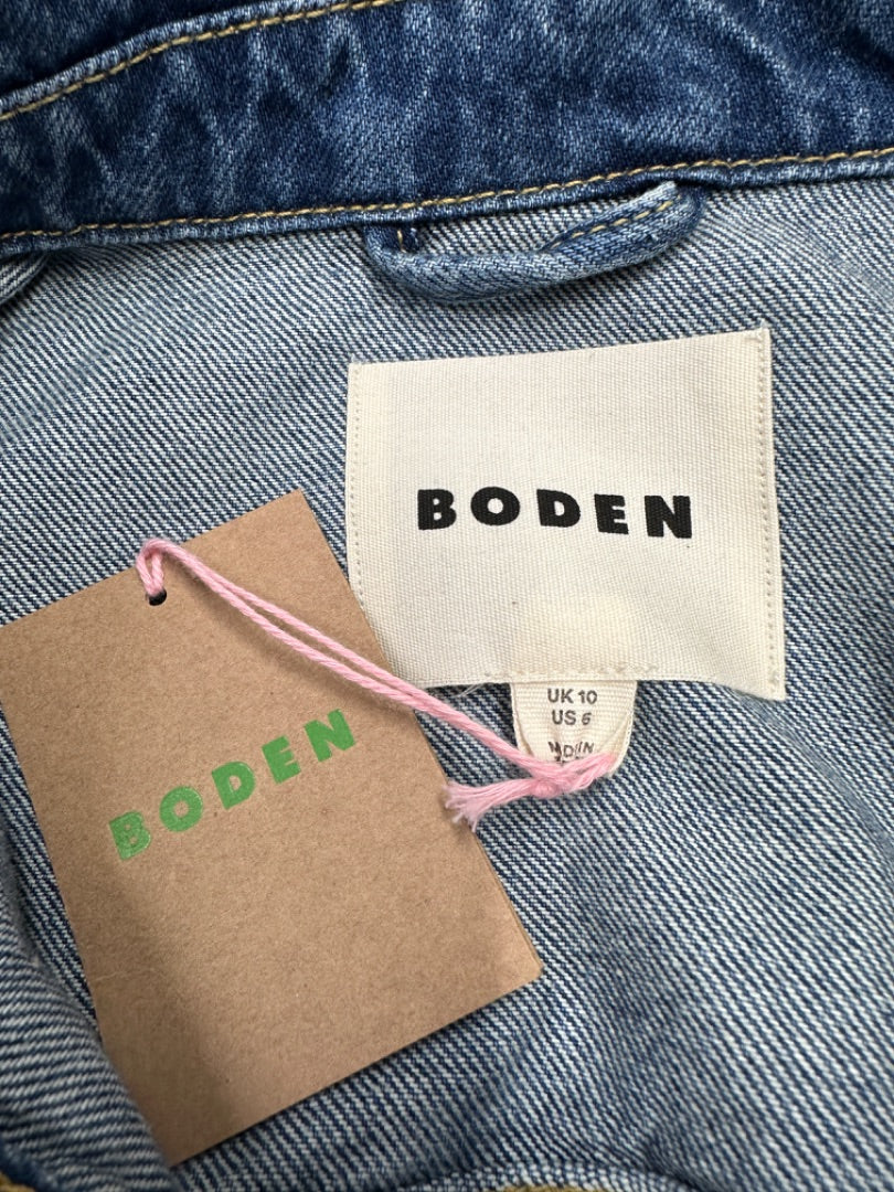 Boden Blue Cropped Denim Jacket - Size 10