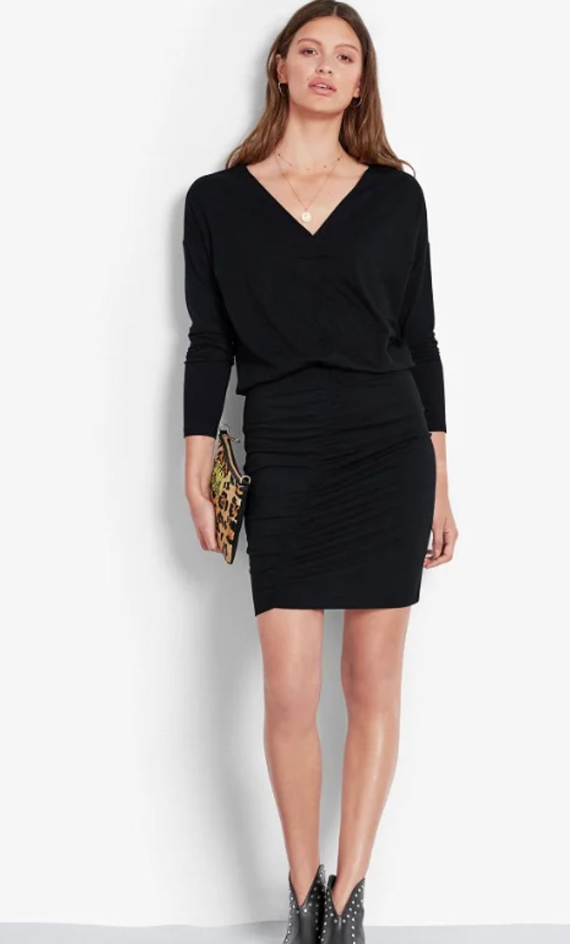 Hush Black Anya Jersey Ruched Dress - Size M (12)