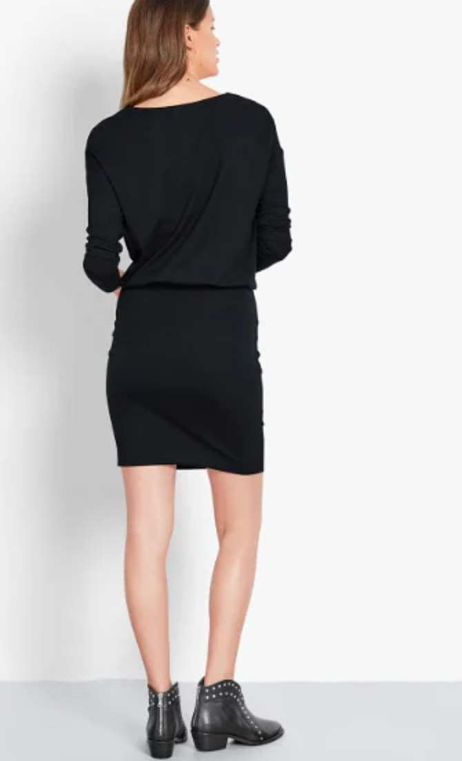 Hush Black Anya Jersey Ruched Dress - Size M (12)